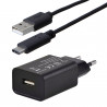 KIT chargeur mural USB A 5W+ cordon USB AM/CM - noir - 1m