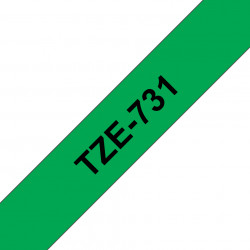 Ruban TZe731, 12mm Noir sur fond Vert, Laminé, 8M