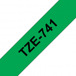 Ruban TZe741, 18mm Noir sur fond Vert, Laminé, 8M