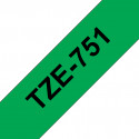 Ruban TZe751, 24mm Noir sur fond Vert, Laminé, 8M