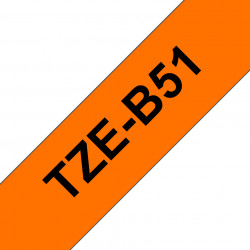 Ruban TZeB51, 24mm Noir sur fond Orange fluo, Laminé, 5M