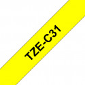 Ruban TZeC31, 12mm Noir sur fond Jaune fluo, Laminé, 5M