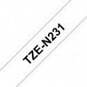 Ruban TZeN231, 12mm Noir sur fond Blanc, Non laminé, 8M