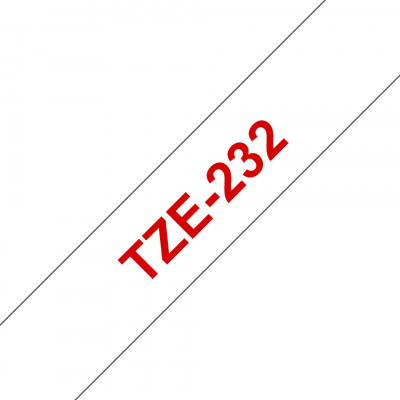 Ruban TZe232, 12mm Red sur fond Blanc, Laminé, 8M