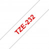 Ruban TZe232, 12mm Red sur fond Blanc, Laminé, 8M