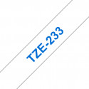 Ruban TZe233, 12mm Bleu sur fond Blanc, Laminé, 8M