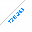 Ruban TZe243, 18mm Bleu sur fond Blanc, Laminé, 8M