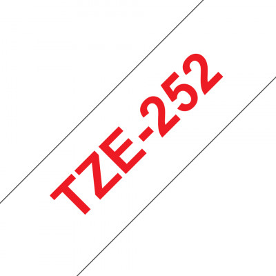 Ruban TZe252, 24mm Red sur fond Blanc, Laminé, 8M