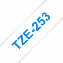 Ruban TZe253, 24mm Bleu sur fond Blanc, Laminé, 8M