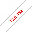 Ruban TZe132, 12mm Red sur fond Transparent, Laminé, 8M