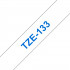 Ruban TZe133, 12mm Bleu sur fond Transparent, Laminé, 8M