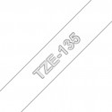 Ruban TZe135, 12mm Blanc sur fond Transparent, Laminé, 8M