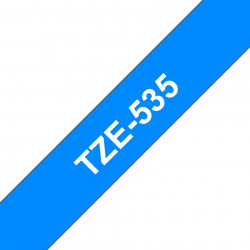 Ruban TZe535, 12mm Blanc sur fond Bleu, Laminé, 8M