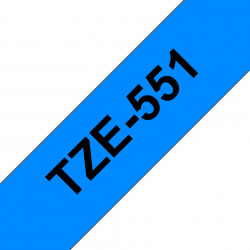 Ruban TZe551, 24mm Noir sur fond Bleu, Laminé, 8M