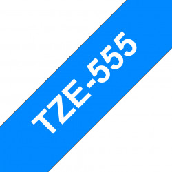 Ruban TZe555, 24mm Blanc sur fond Bleu, Laminé, 8M