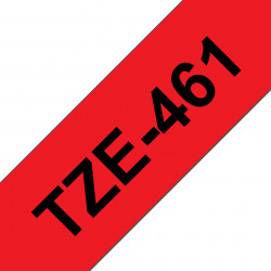 Ruban TZe461, 36mm Noir sur fond Rouge, Laminé, 8M