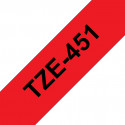 Ruban TZe451, 24mm Noir sur fond Rouge, Laminé, 8M