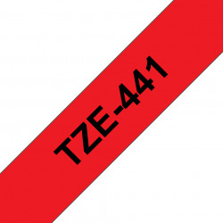 Ruban TZe441, 18mm Noir sur fond Rouge, Laminé, 8M