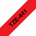 Ruban TZe441, 18mm Noir sur fond Rouge, Laminé, 8M