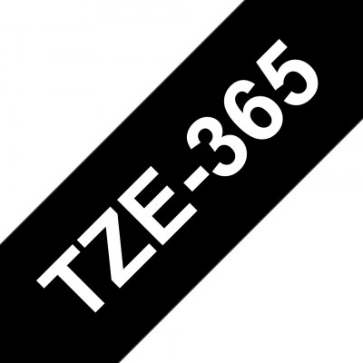 Ruban TZe365, 36mm Blanc sur fond Noir, Laminé, 8M