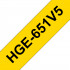 Pack de 5 Rubans HGe651, 24mm Noir sur fond Jaune, Laminé High Grade, 8M