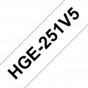Pack de 5 Rubans HGe251, 24mm Noir sur fond Blanc, Laminé High Grade, 8M